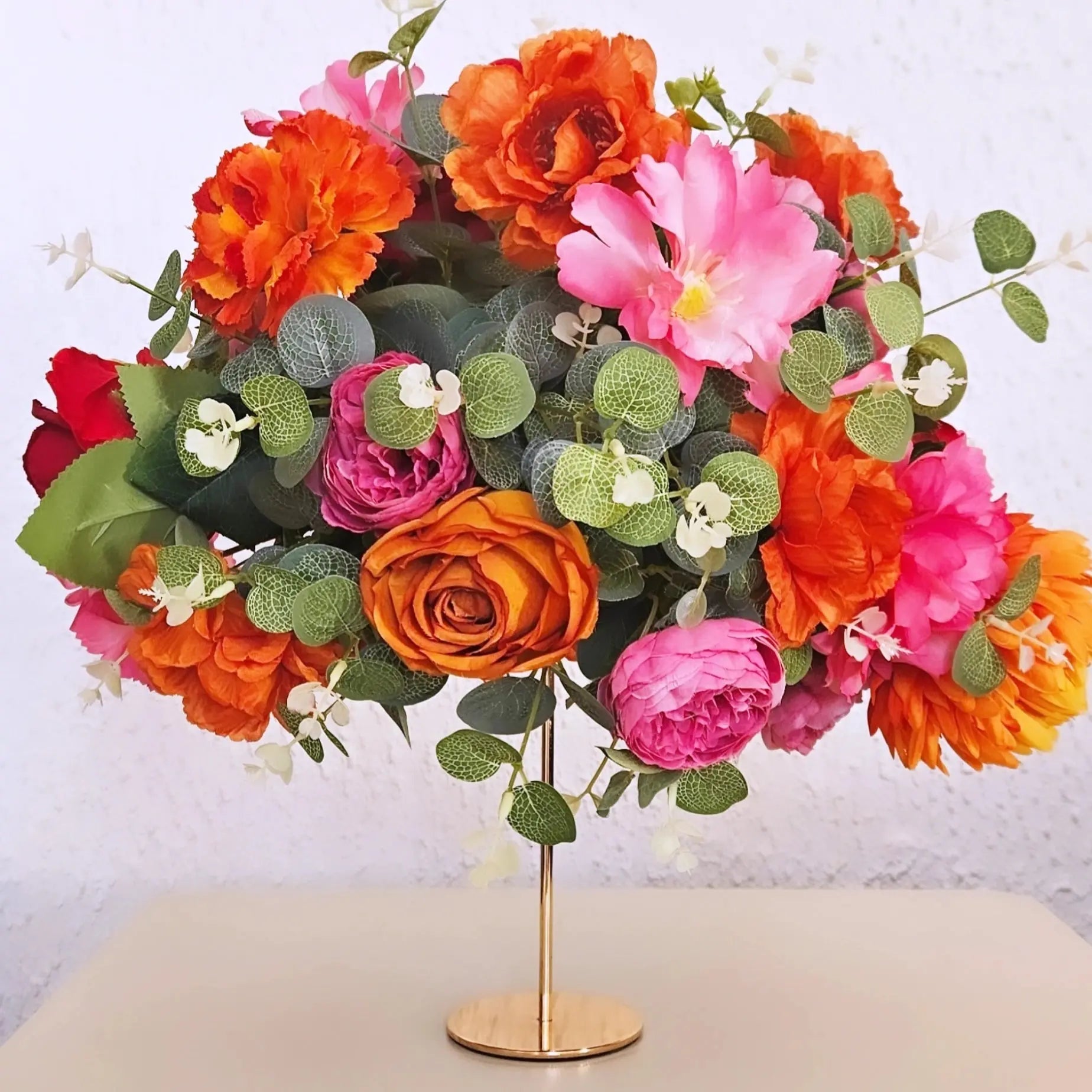 Centre de table orange et fushia Ma boutique Mariage montbéliard
